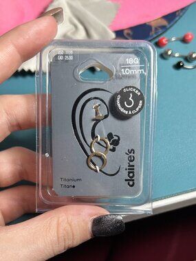 Claire's Gold Titanium 18G Clicker Hoop Trio Set Nose Helix Earring NWT